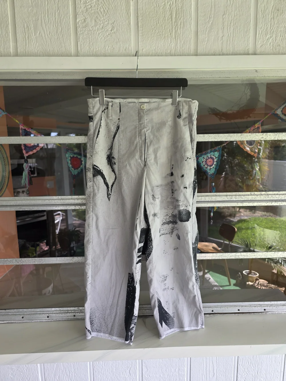 Annette Gortz 10 Euro 40 Artsy Cropped Trousers Luxury Ribbed Black & White - Picture 2 of 15